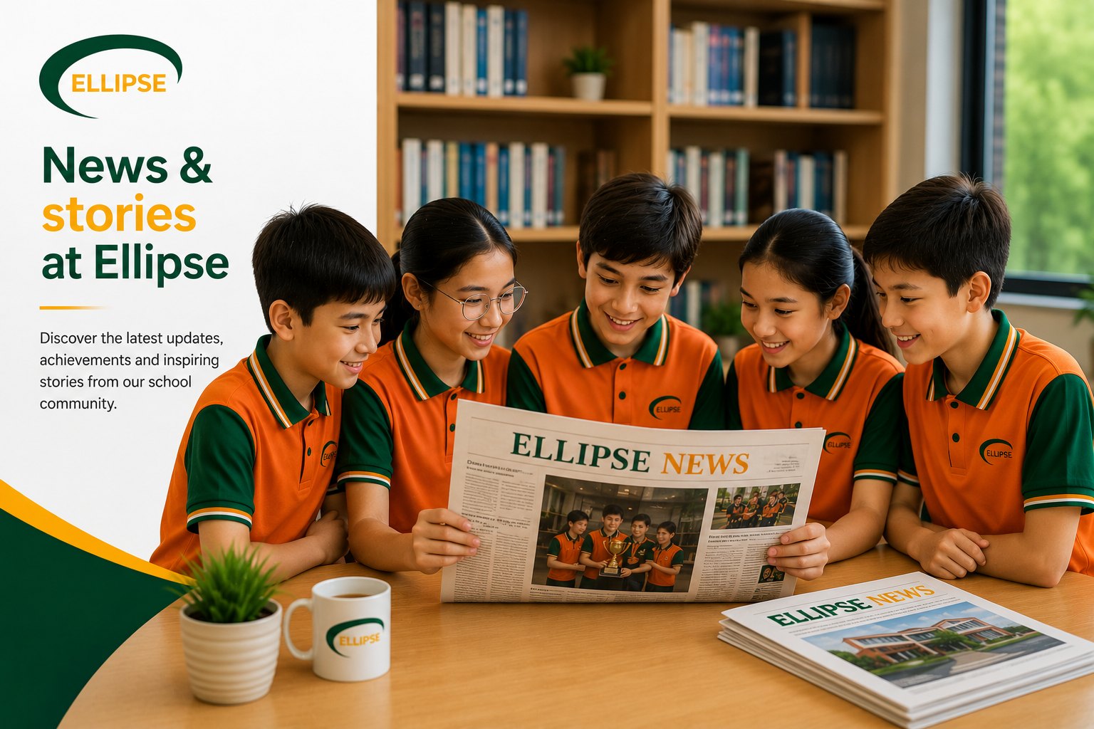 Ellipse students reading the school newspaper
